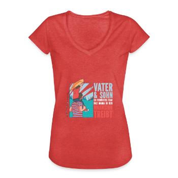 Father & Son a Crazy Team Partner Look - Women's Vintage T-Shirt - heather red - Front - Danielle (179cm)