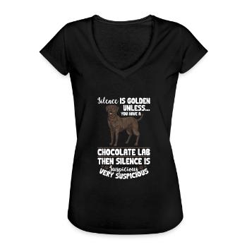 Schoko Brauner Labrador Retriever Hund - Frauen Vintage T-Shirt - Schwarz - Vorne - Danielle (179cm)