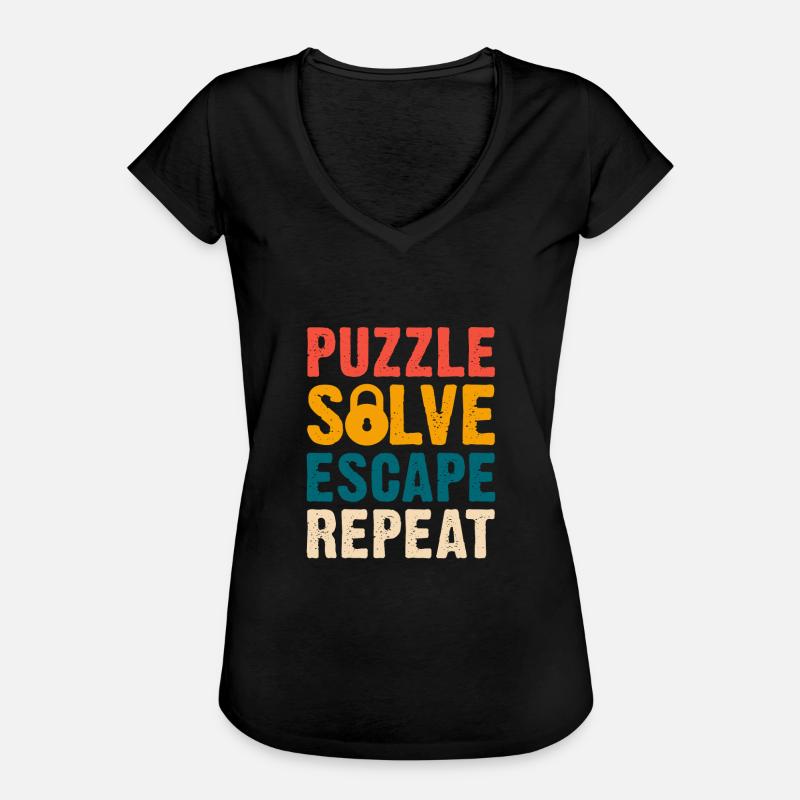 Puzzle Solve Escape Repeat Breakout Challenge - Women's Vintage T-Shirt - black