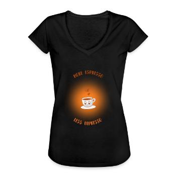 Espresso, Coffee, Coffee, Latte, Gift Idea, Fun - Women's Vintage T-Shirt - black - Front - Danielle (179cm)