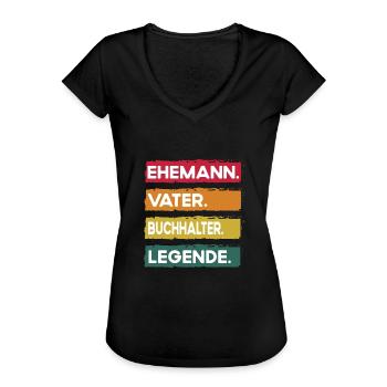 Mari Père Comptable Légende Fête des Pères - T-shirt vintage Femme - noir - Devant - Danielle (179cm)
