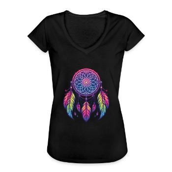 Amerikanische Ureinwohner Indigener Traumfänger - Frauen Vintage T-Shirt - Schwarz - Vorne - Danielle (179cm)