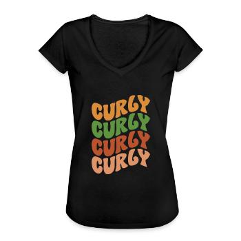 Curly Hair Afro Curls Natural Hair - Women's Vintage T-Shirt - black - Front - Danielle (179cm)