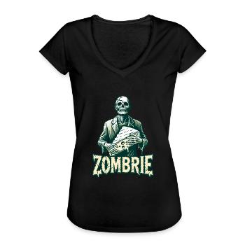 Zombie Zombrie Brie Käse Halloween Zombie Käse - Frauen Vintage T-Shirt - Schwarz - Vorne - Danielle (179cm)
