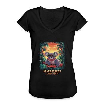 Koala Chillout Vibes Design Relaxed and Stylish - Women's Vintage T-Shirt - black - Front - Danielle (179cm)