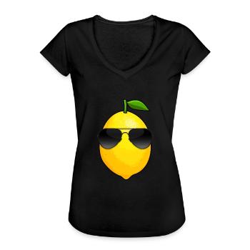 Citrus Fruit Vitamin C Cool Lemon - Women's Vintage T-Shirt - black - Front - Danielle (179cm)