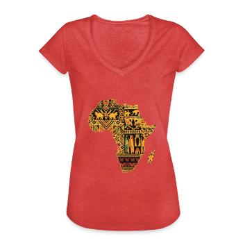 Couleur vive Africaine - T-shirt vintage Femme - rouge chiné - Devant - Danielle (179cm)