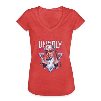 Provocative and expressive – rebellious fashion - Women's Vintage T-Shirt - heather red - Front - Danielle (179cm)