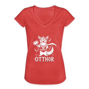 otthor loutre drôle viking jeu de mots vikings loutres odin - T-shirt vintage Femme - rouge chiné - Devant - Danielle (179cm)