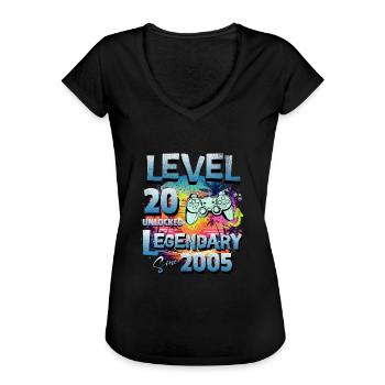 Level 20 Freigeschaltet seit 1982 Geburtstag - Frauen Vintage T-Shirt - Schwarz - Vorne - Danielle (179cm)