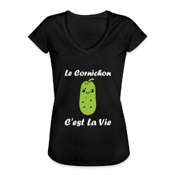 Humour cornichon - T-shirt vintage Femme - noir - Devant