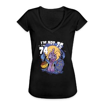 75 und gruselig cool - 74 + Zombie Finger Geburtstag - Frauen Vintage T-Shirt - Schwarz - Vorne - Danielle (179cm)