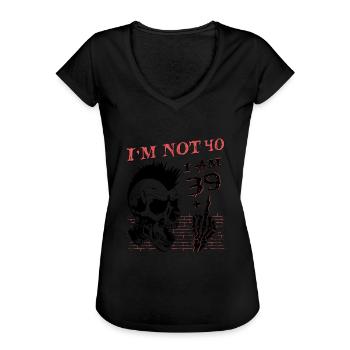 Ich bin 39 plus Mittelfinger - 40. Geburtstag - Frauen Vintage T-Shirt - Schwarz - Vorne - Danielle (179cm)