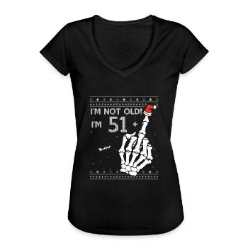 51 + 1 Flip Off - Pull de Noël moche pour 52e - T-shirt vintage Femme - noir - Devant