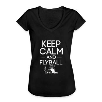Keep Calm And Flyball Canine Sports Dog Trainer - T-shirt vintage Femme - noir - Devant - Danielle (179cm)