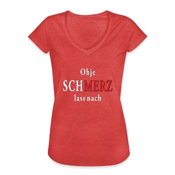 Oh mon Dieu, la douleur s’atténue - T-shirt vintage Femme - rouge chiné - Devant - Danielle (179cm)