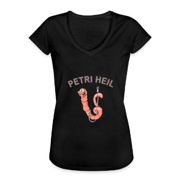 Petri Heil - Frauen Vintage T-Shirt - Schwarz - Vorne