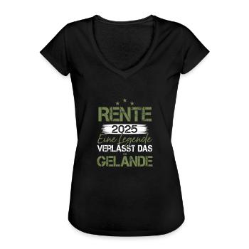 RENTE 2025 EINE LEGENDE VERLÄSST DAS GELÄNDE - Frauen Vintage T-Shirt - Schwarz - Vorne