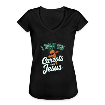 Carotte Jésus Foi Christ Carotte - T-shirt vintage Femme - noir - Devant - Danielle (179cm)