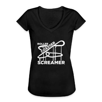 Freizeitpark Roller Coaster Screamer Achterbahn - Frauen Vintage T-Shirt - Schwarz - Vorne