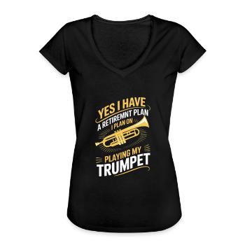 Lustiger Ruhestand Trompeten Spruch - Frauen Vintage T-Shirt - Schwarz - Vorne - Danielle (179cm)