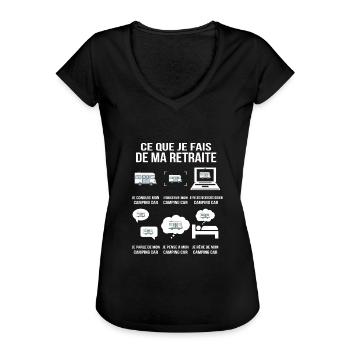 T-shirt humour retraite camping-car Vie retraité - T-shirt vintage Femme - noir - Devant - Danielle (179cm)