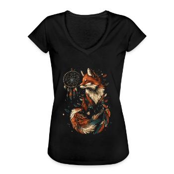 Fuchs Traumfänger - Frauen Vintage T-Shirt - Schwarz - Vorne - Danielle (179cm)