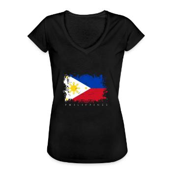 Philippines Drapeau Asie Drapeau Nationalité État - T-shirt vintage Femme - noir - Devant - Danielle (179cm)