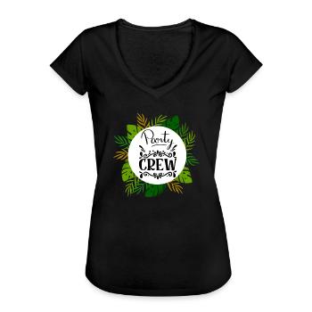 Party Crew mit Palmen Blätter with Palm Leaves - T-shirt vintage Femme - noir - Devant - Danielle (179cm)