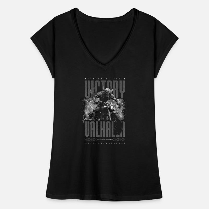 Motorrad Nordische Wikinger Sieg Oder Walhalla Frauen Vintage T-Shirt