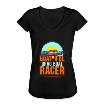 Boat-Iful Drag Boat Racer Speedboat Design - Frauen Vintage T-Shirt - Schwarz - Vorne - Danielle (179cm)