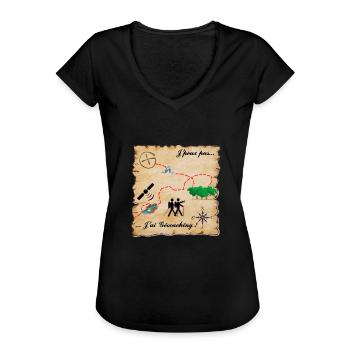 J'peux pas j'ai géocaching - T-shirt vintage Femme - noir - Devant - Danielle (179cm)