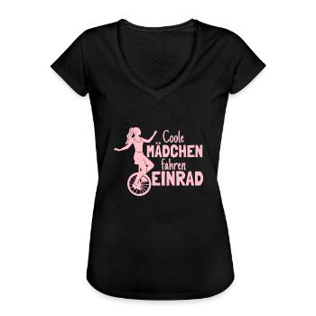 Einradfahrerin Coole Mädchen Fahren Einrad - Frauen Vintage T-Shirt - Schwarz - Vorne