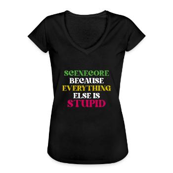 Scenecore Retro Emo Alternative Girl - Frauen Vintage T-Shirt - Schwarz - Vorne - Danielle (179cm)