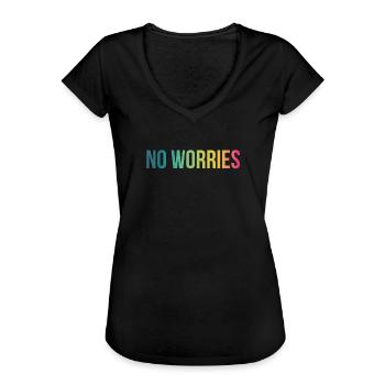 No Worries - Alles Gut - Cooler Lustiger Spruch - Frauen Vintage T-Shirt - Schwarz - Vorne - Danielle (179cm)