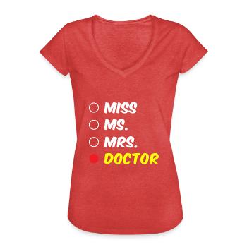 Doktortitel lustige Graduierung Bekleidung - Frauen Vintage T-Shirt - Rot meliert - Vorne - Danielle (179cm)