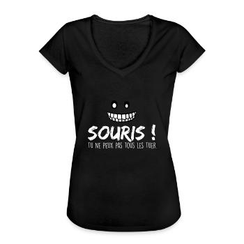 souris tu ne peux pas tous les tuer - T-shirt vintage Femme - noir - Devant - Danielle (179cm)
