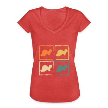 Rétro Belette Furet Amant Vintage Mignon - T-shirt vintage Femme - rouge chiné - Devant - Danielle (179cm)