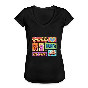 Equality Hurts No One Pride LGBTQIA+ Design - Frauen Vintage T-Shirt - Schwarz - Vorne - Danielle (179cm)