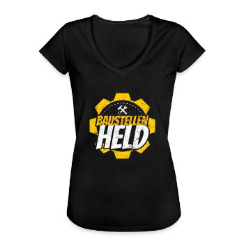 Baustellen Held Lustiges Geschenk - Frauen Vintage T-Shirt - Schwarz - Vorne - Danielle (179cm)