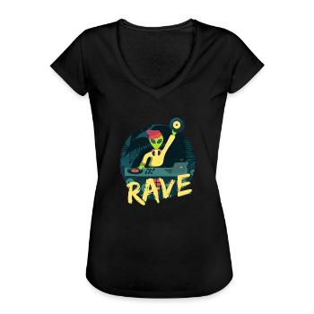 Rave DJ Fullmoon Party Cadeau - T-shirt vintage Femme - noir - Devant - Danielle (179cm)