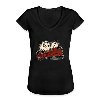 Rockabilly Rockmusik Retro Würfel 1950s Rocker - Frauen Vintage T-Shirt - Schwarz - Vorne - Danielle (179cm)
