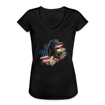 Amerika Patriotismus USA Adler Nationalstolz - Frauen Vintage T-Shirt - Schwarz - Vorne - Danielle (179cm)