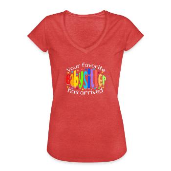 Votre baby-sitter préférée est arrivée - - T-shirt vintage Femme - rouge chiné - Devant - Danielle (179cm)