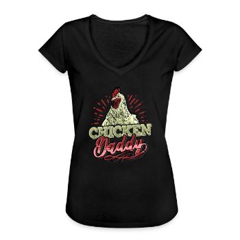 Chicken Daddy Chicken Dad Farmer Poultry Farmer - Women's Vintage T-Shirt - black - Front - Danielle (179cm)