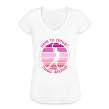 Bâton Twirling Hate To Smile - Twirl Matraque - T-shirt vintage Femme - noir - Devant - Danielle (179cm)