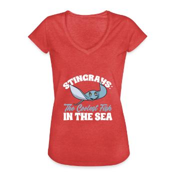 Stachelrochen Mantarochen Ozean Rochen - Frauen Vintage T-Shirt - Rot meliert - Vorne - Danielle (179cm)