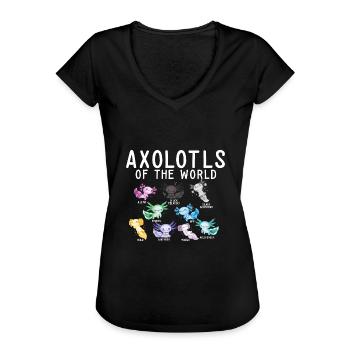 Axolotls Of The World Mexican Salamander - Frauen Vintage T-Shirt - Schwarz - Vorne - Danielle (179cm)