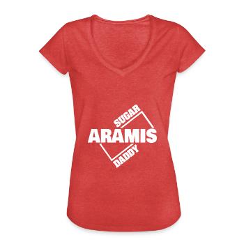 Sugardaddy Aramis - Frauen Vintage T-Shirt - Rot meliert - Vorne - Danielle (179cm)