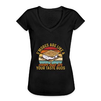 S'more Lagerfeuer Marshmallow Camping - Frauen Vintage T-Shirt - Schwarz - Vorne - Danielle (179cm)